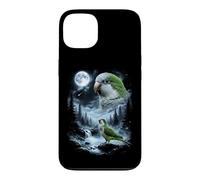 Carcasa para iPhone 13 Loro cuáquero Aullando a la Luna 90's Retro Monk Parakeet