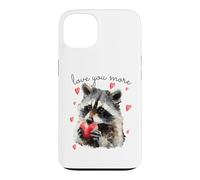 Carcasa para iPhone 13 Love You More Raccoon Holding a Heart Womens Cute Valentine