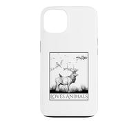 Carcasa para iPhone 13 Loves Animals Nature Wildlife Graphic of Deer and Birds