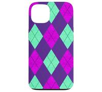 Carcasa para iPhone 13 Magenta y Verde Claro Argyle Preppy Retro Vintage 80s 50s