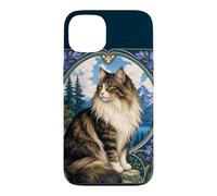 Carcasa para iPhone 13 Majestic Gato de Pelo Largo Art Nouveau Mountain