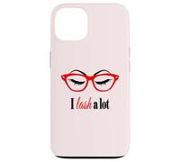 Carcasa para iPhone 13 Make up Lash Eyelash Eyelashes Lover Sun Glasses Red t-Shirt