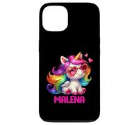 Carcasa para iPhone 13 Malena Nombre Personalizado Colorido Unicornio Mujer Ni