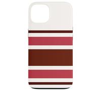 Carcasa para iPhone 13 Maroon Red White Horizontal Stripes Retro Minimalist Design