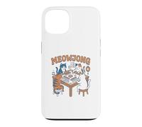 Carcasa para iPhone 13 Meowjong Cats Playing Mahjong Tile Juego de Mesa Divertido