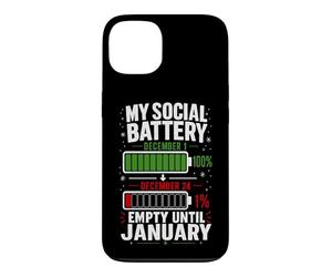 Carcasa para iPhone 13 Mi batería Social vacía hasta enero Navidad Divertida