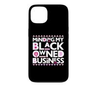 Carcasa para iPhone 13 Minding My Own Black Business Apoyando el Cáncer de Mama Rosa