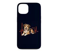Carcasa para iPhone 13 Mutt Dog Lover Heartbeat ECG Pulse Estilo de Raza Mixta