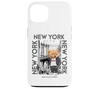 Carcasa para iPhone 13 New York City Teddy Bear with The Dumbo Manhattan Bridge