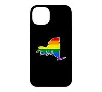 Carcasa para iPhone 13 New York Mapa USA Estado Arco Iris Bandera Pride Month