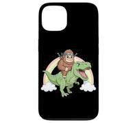 Carcasa para iPhone 13 Ninja Bigfoot Riding T Rex Dinosaurio Rainbow Sasquatch Divertido