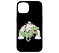 Carcasa para iPhone 13 Ninja Chicken Riding T-Rex, Dinosaurio, arcoíris, Divertido Amante de los