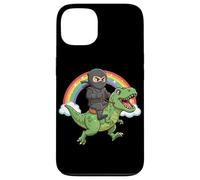 Carcasa para iPhone 13 Ninja Riding T Rex Dinosaurio Divertido Prehistórico Rainbow Trex