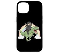 Carcasa para iPhone 13 Ninja Riding T Rex Dinosaurio Divertido Prehistórico Rainbow Trex