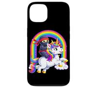 Carcasa para iPhone 13 Ninja Riding Unicorn Lover Rainbow Fantasy Kawaii Divertido