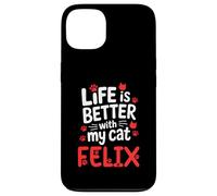 Carcasa para iPhone 13 Nombre del Gato Felix La Vida es Mejor con mi Gato Felix