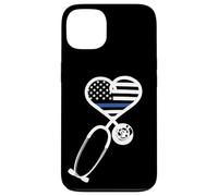 Carcasa para iPhone 13 Nurse Police Wife Officer Thin Blue Line Heart Flag Black