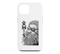 Carcasa para iPhone 13 Odin Viking Warrior God Runes Ravens Mitología nórdica