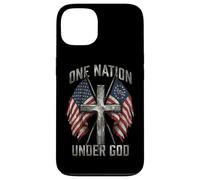 Carcasa para iPhone 13 One Nation Under God Cross - Bandera Americana con gráfico patriótico