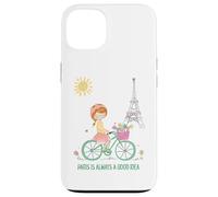 Carcasa para iPhone 13 París es Siempre una Buena Idea Linda Chica en Bicicleta
