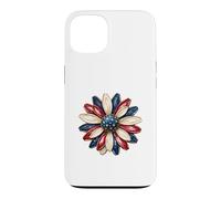 Carcasa para iPhone 13 Patriotic Flower USA Floral American 4 Julio Independencia