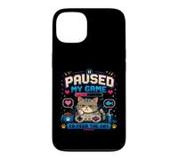 Carcasa para iPhone 13 Pausa Mi Juego para Alimentar Al Gato Gamer Cat Retro