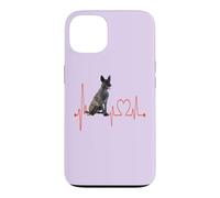 Carcasa para iPhone 13 Perro Pastor holandés Latido del corazón ECG Mis Perros Son mi Cardio