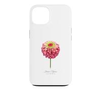 Carcasa para iPhone 13 Pintura Botánica Flor Zinnia Roja y Rosa