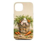 Carcasa para iPhone 13 Plantas Jardinero Botánico Floral Divertido Conejo Kawaii Zanahoria