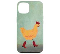 Carcasa para iPhone 13 Pollo con Botas de Vaquero Rojas