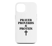 Carcasa para iPhone 13 Prayer Warrior Proverbs & Protein Shakes Jesus Weights Faith