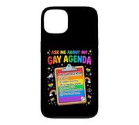 Carcasa para iPhone 13 Pregúntame sobre mi Agenda Gay Orgullo LGBT Divertido