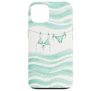 Carcasa para iPhone 13 Preppy Bikini Verano Costa Cowgirl Pastel mar Turquesa Ola