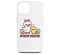 Carcasa para iPhone 13 Primavera Besties Kawaii Pato y Pollito Huevos de Pascua Lindo Dibujos Animados