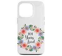 Carcasa para iPhone 13 Pro 101 Years Loved 101th Birthday Floral 101 Years Loved Women