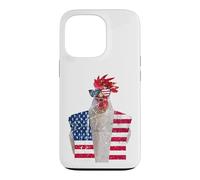 Carcasa para iPhone 13 Pro 4 de Julio patriótico Gallo Pollo Rojo Blanco Azul Bandera de Estados Unidos