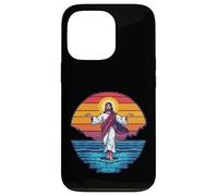 Carcasa para iPhone 13 Pro 8-bit Jesús Caminando sobre el Agua Pixel Art Retro Christian Gamer