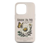 Carcasa para iPhone 13 Pro Abide In Me Juan 15:4 Biblia Cristiana Escritura Flores