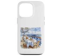 Carcasa para iPhone 13 Pro Acuarela Cubierta de Crucero Comedor Vista del Velero