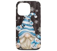 Carcasa para iPhone 13 Pro Aesthetic Snowflake Pattern with Snowman and Winter GNOME