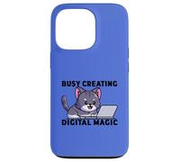Carcasa para iPhone 13 Pro Amante de los Gatos Ocupado creando programación mágica