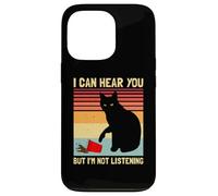 Carcasa para iPhone 13 Pro Amante del café con Forma de Gato Negro Divertido, Vintage, «No Estoy Escuchando»