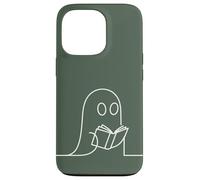 Carcasa para iPhone 13 Pro Amante Minimalista de Libros Fantasmas de Lectura - Verde Salvia