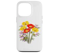 Carcasa para iPhone 13 Pro Amapolas Rojas y Amarillas y Pensamientos Full Bloom Shapes Mania