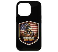 Carcasa para iPhone 13 Pro American Embrace The Dirt Bike Rider Motocross Patriot USA