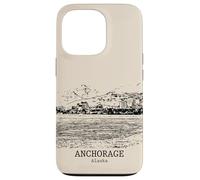 Carcasa para iPhone 13 Pro Anchorage Alaska Vintage Horizonte Dibujo