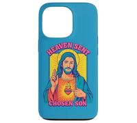 Carcasa para iPhone 13 Pro Anime Manga Jesús Sagrado Corazón Cristiano Retro Pop Art Azul