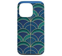 Carcasa para iPhone 13 Pro Art Deco Fan Pattern Vintage Style Blue Green