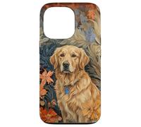 Carcasa para iPhone 13 Pro Arte Floral botánico de Perro Perdiguero Rubio