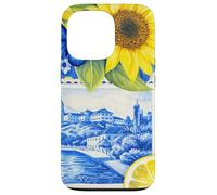 Carcasa para iPhone 13 Pro Azul Coastal Collage Girasol Verano Floral Patrón